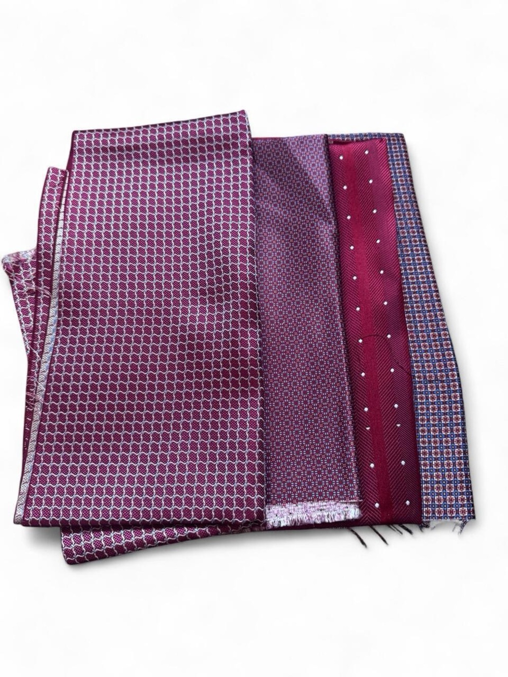 8pc bundle lot rich red burgundy 100% Italian silk fabric remnants sewing - Picture 3 of 4